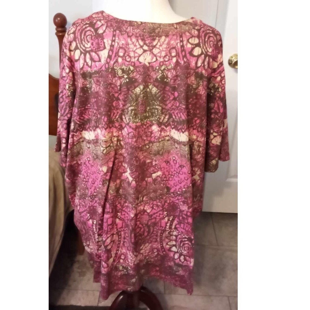 Liz & Me Essentials Womens 4X‎ Pink Brown Abstract Paisley Print Top NWT
